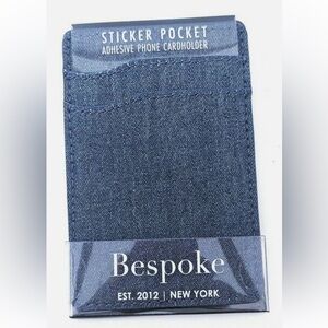 Bespoke Men's Chambray Adhesive Phone Card Holder- Denim NEW MSRP $15